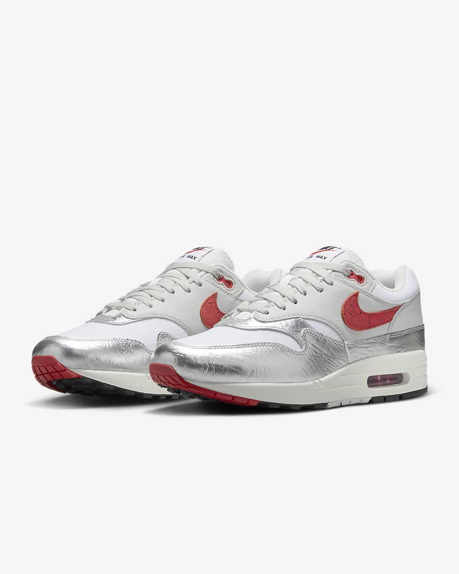 Nike air max 1 red and grey best sale